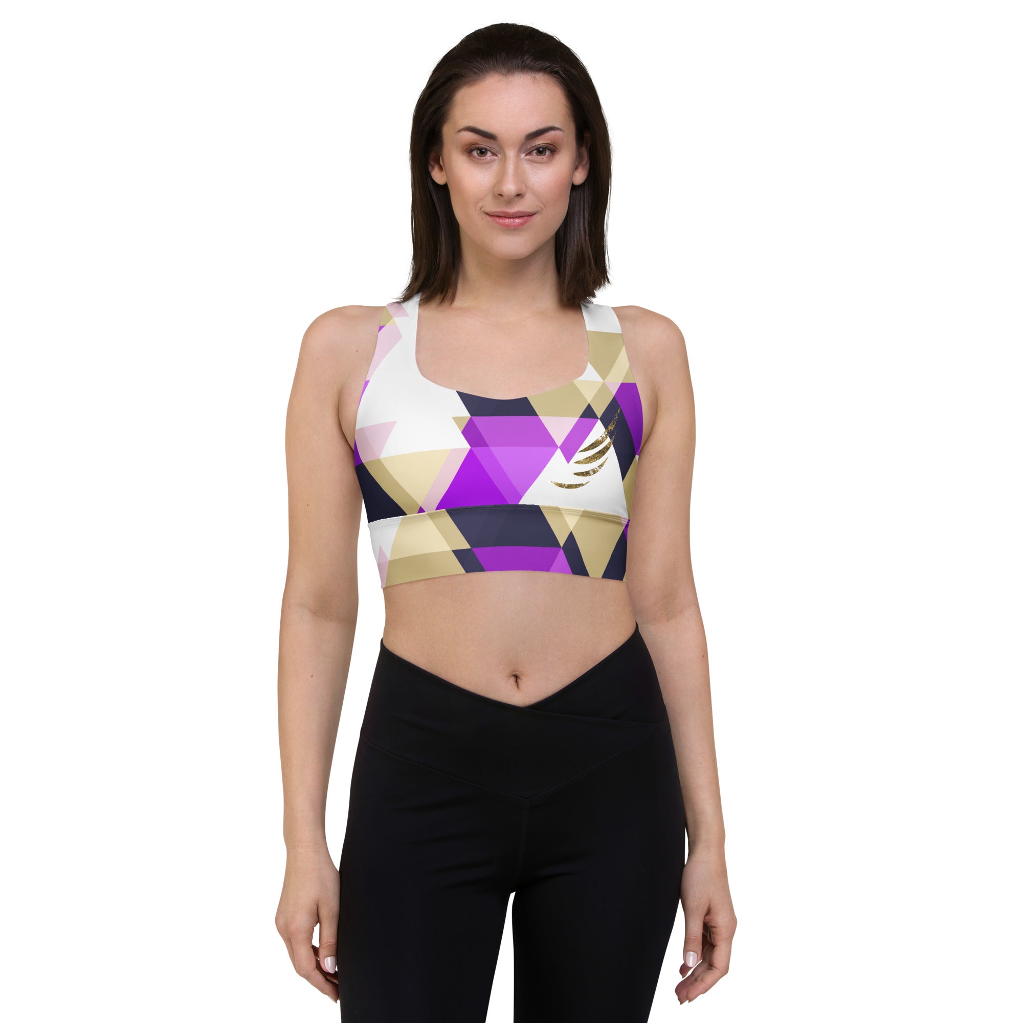 "Check Pattern" Longline sports bra