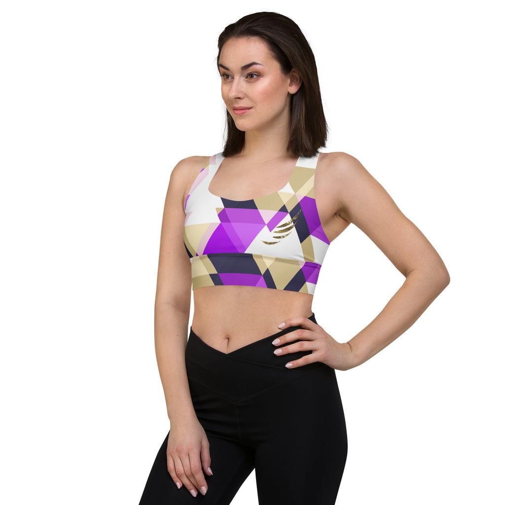 "Check Pattern" Longline sports bra