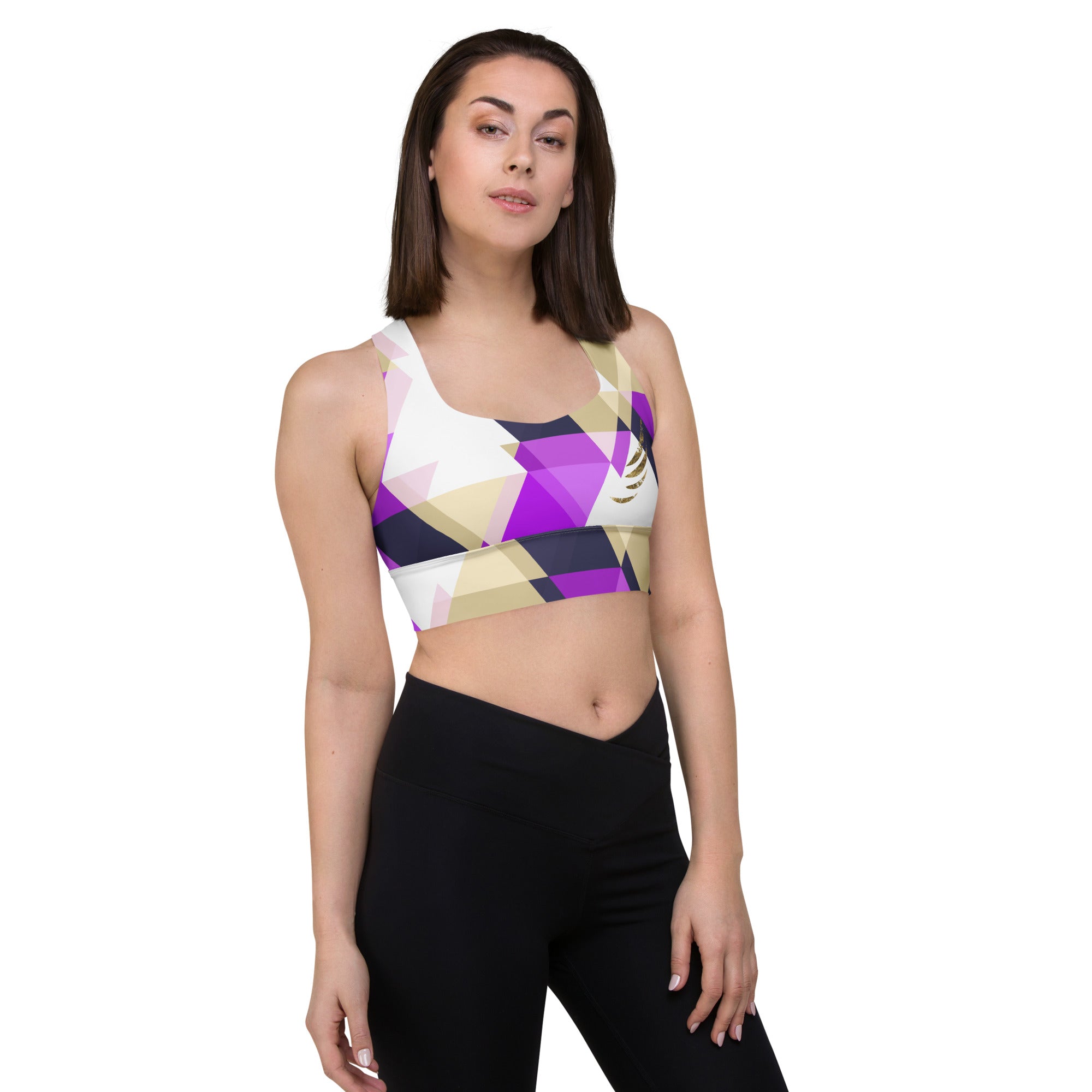 "Check Pattern" Longline sports bra