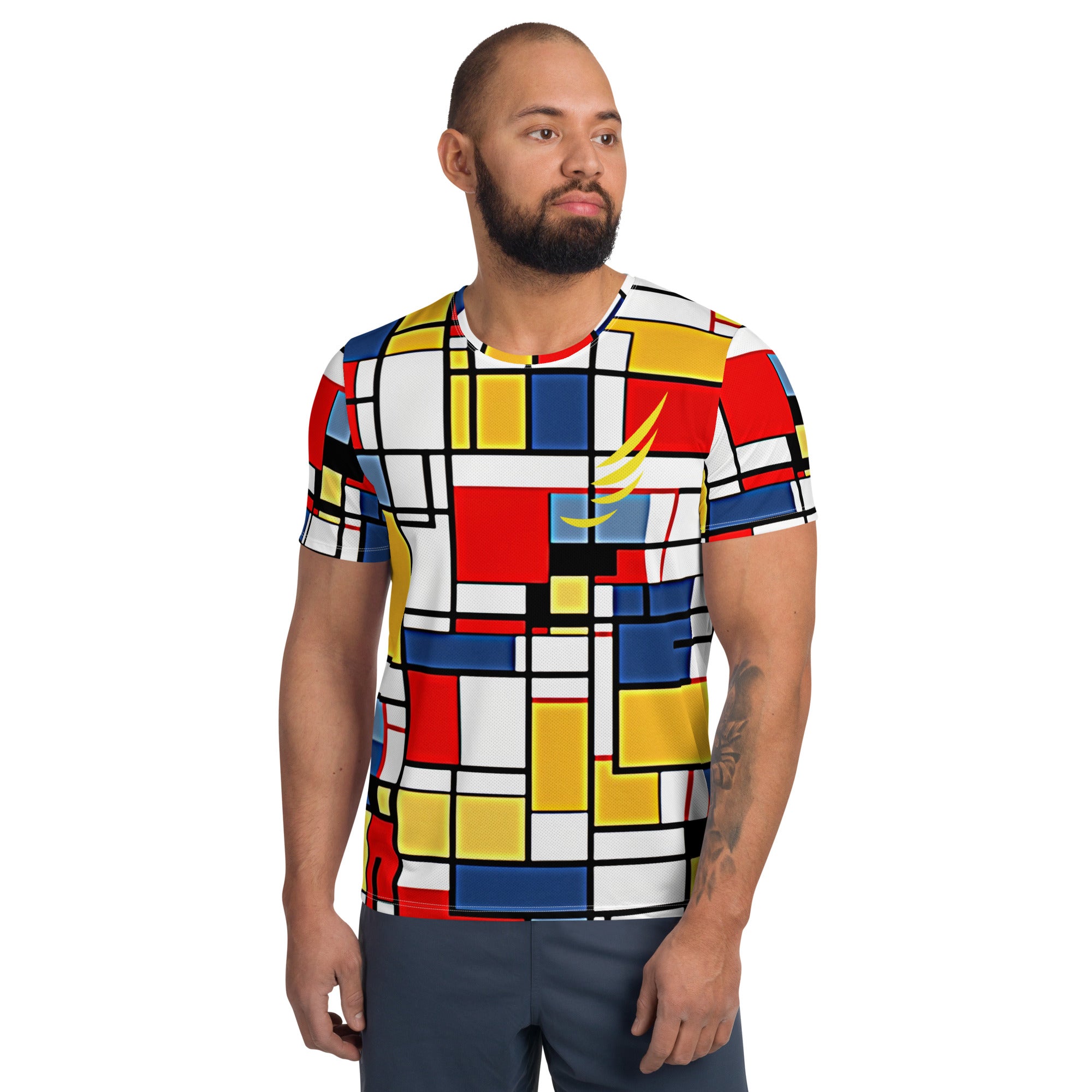 "Mondrian style red" All-Over Print Men's Athletic T-shirt