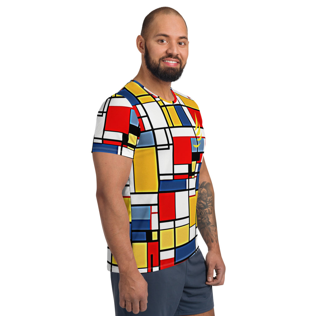 "Mondrian style red" All-Over Print Men's Athletic T-shirt