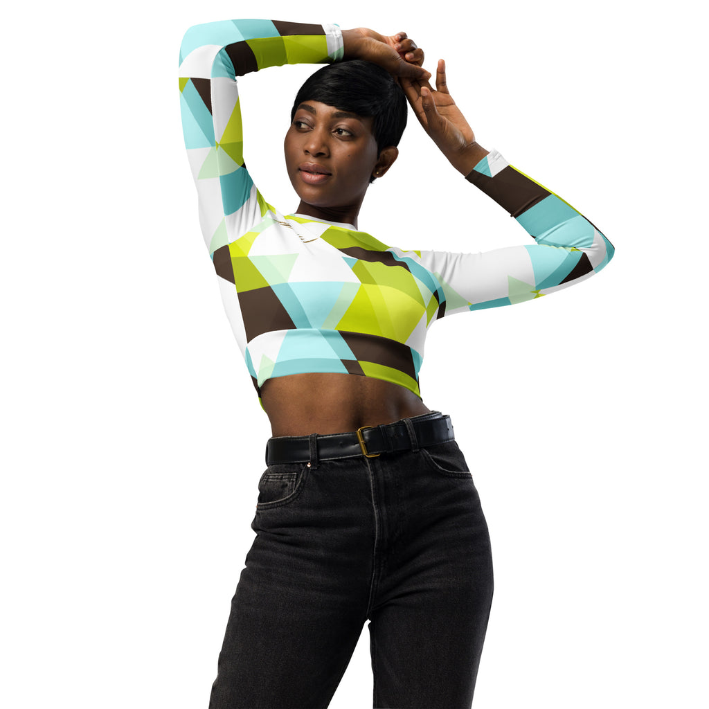 Check Pattern Recycled long-sleeve crop top