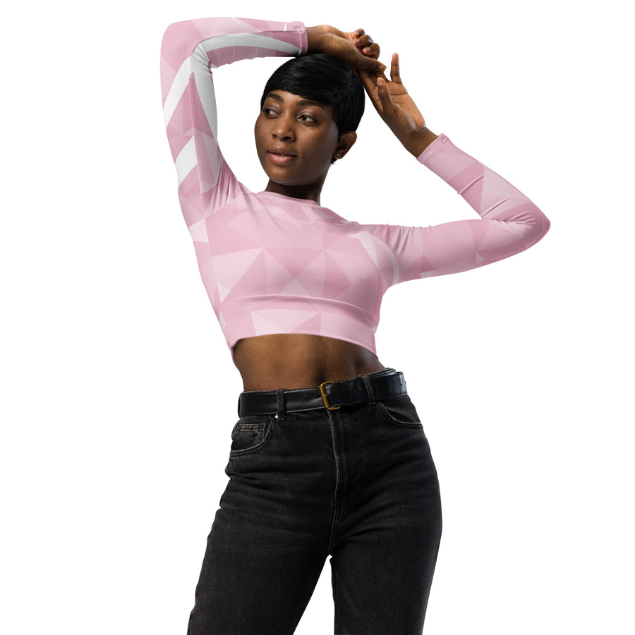 "Pastel Rose" long-sleeve crop top