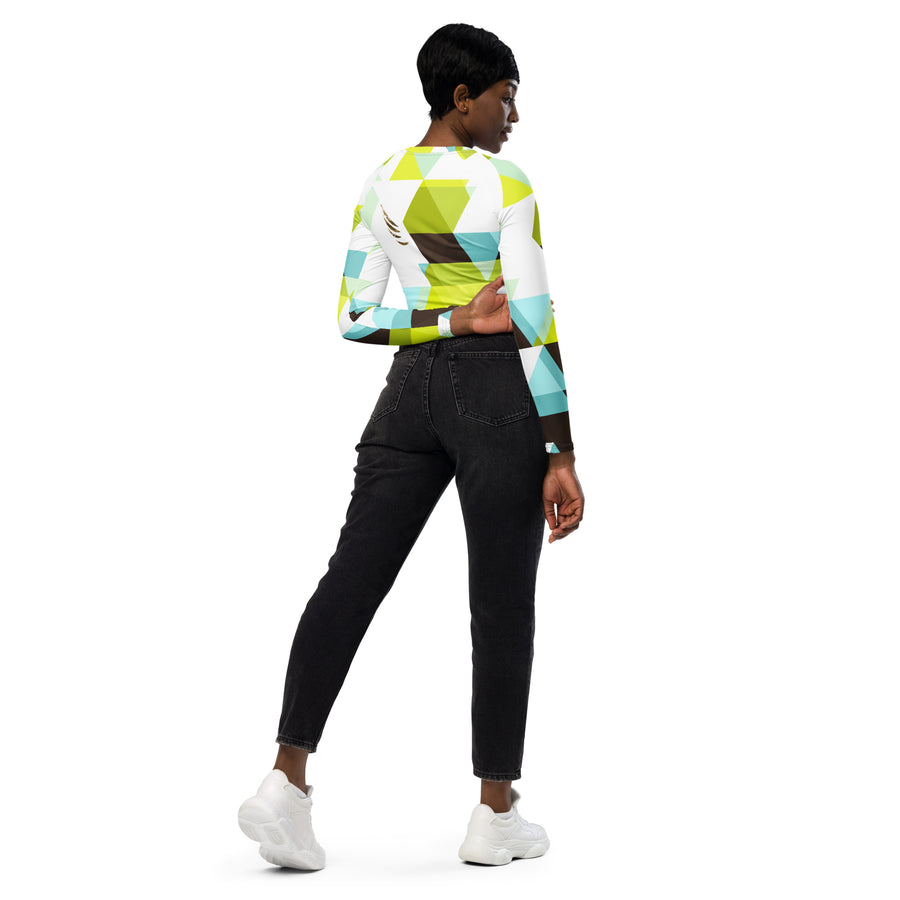 Check Pattern Recycled long-sleeve crop top