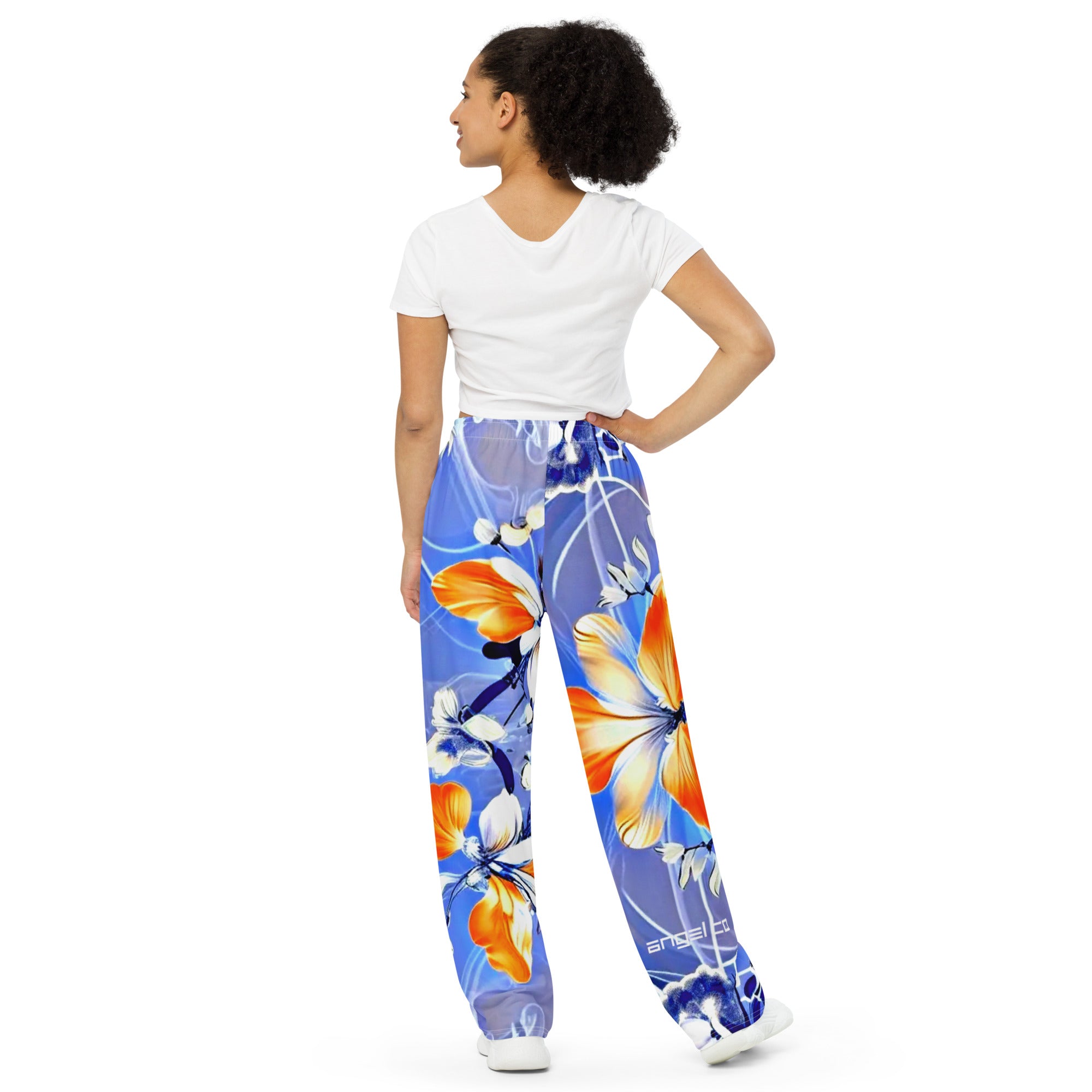 "Orange - Blue Fantasy" wide-leg pants
