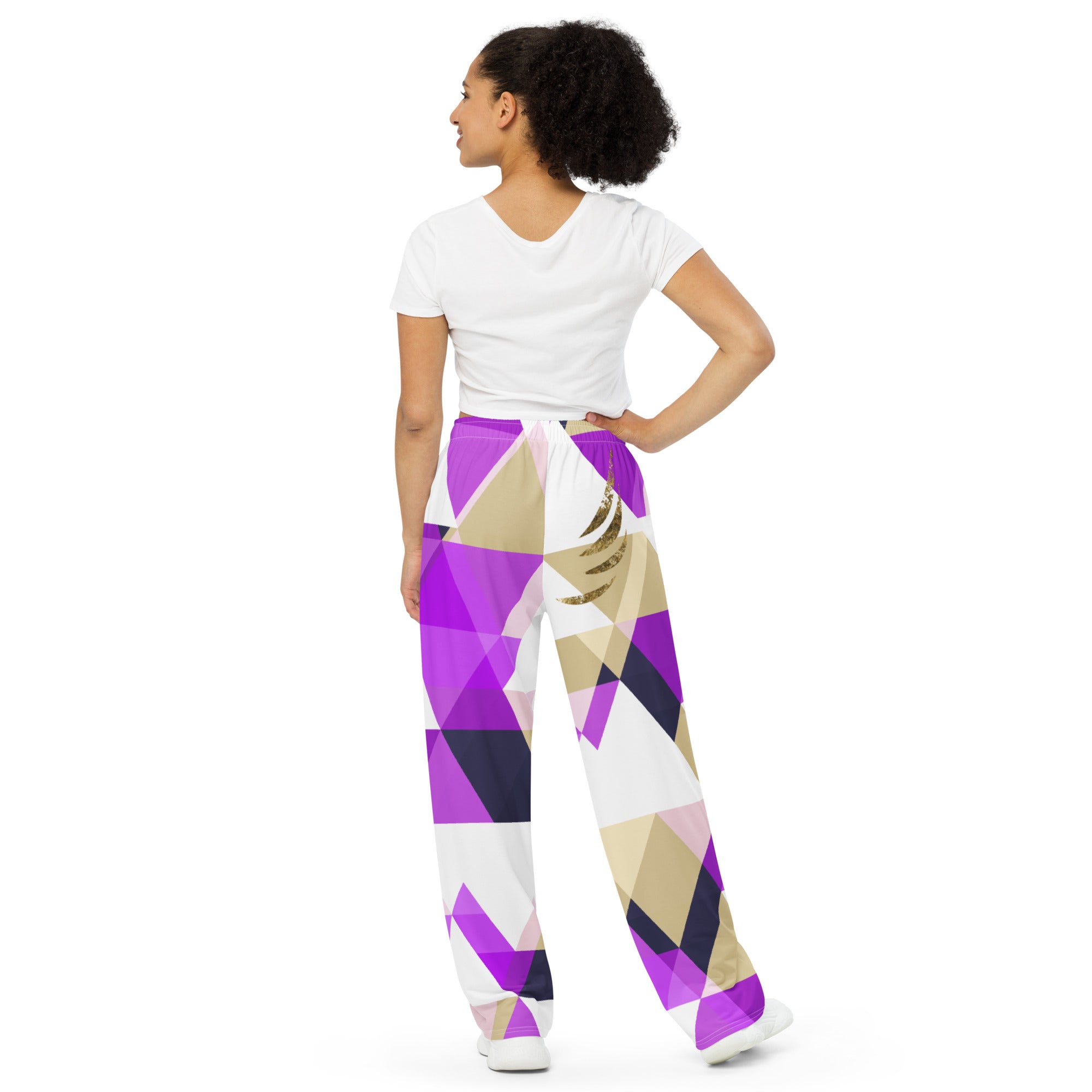 "Check Pattern" wide-leg pants