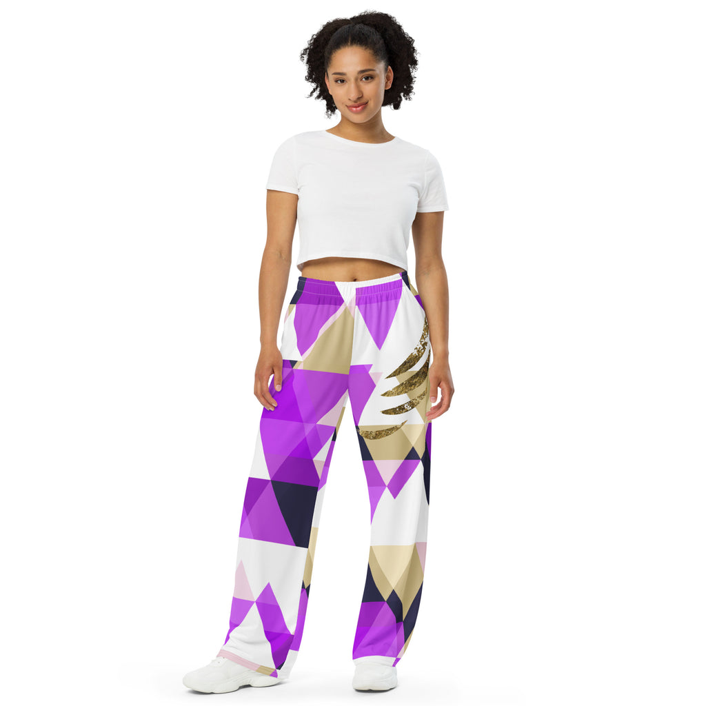 "Check Pattern" wide-leg pants