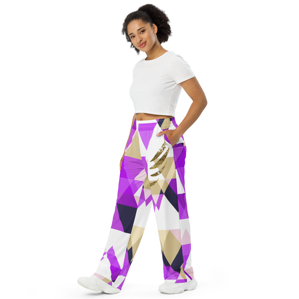 "Check Pattern" wide-leg pants