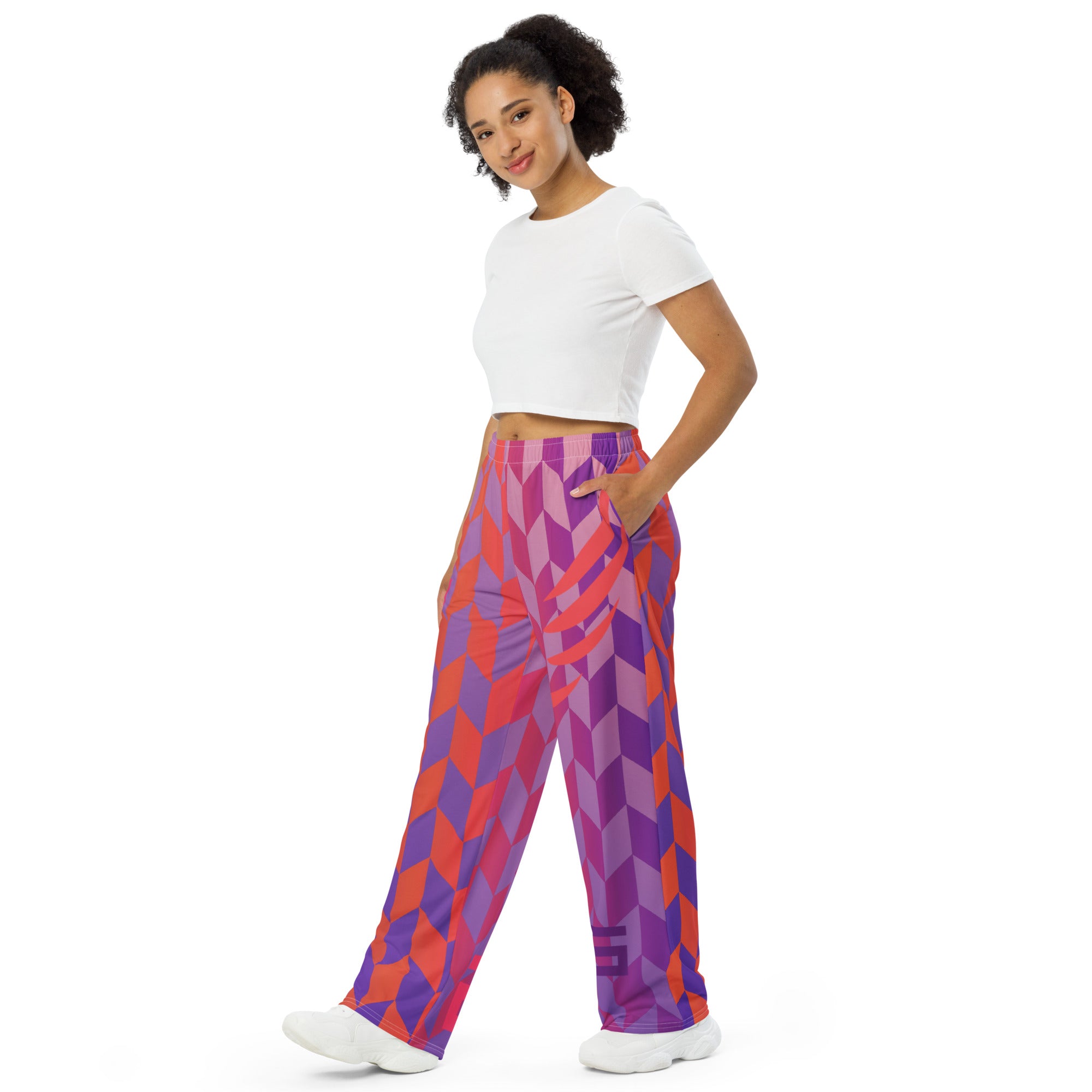 "Fall Dream Pink-Violet" wide-leg pants
