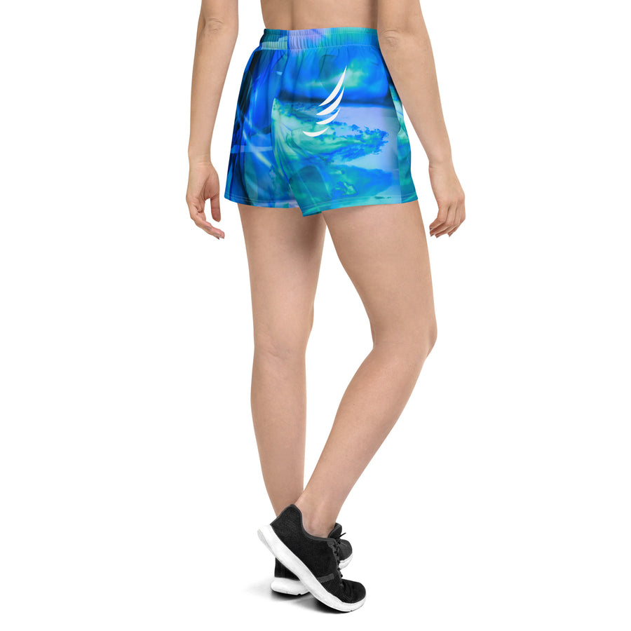 "Blue Waterflower" Recycled Athletic Shorts