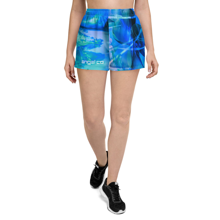 "Blue Waterflower" Recycled Athletic Shorts