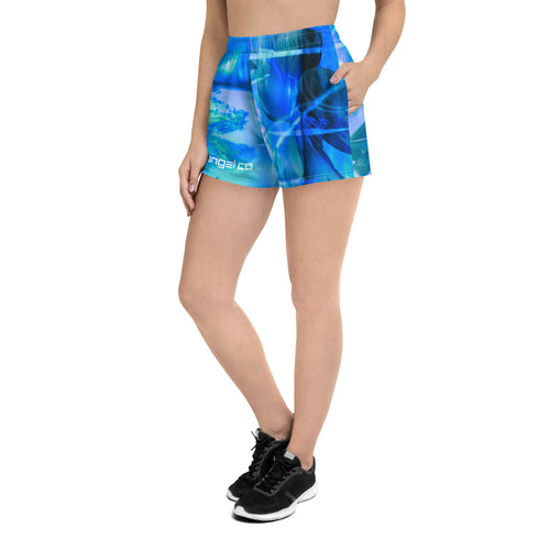 "Blue Waterflower" Recycled Athletic Shorts