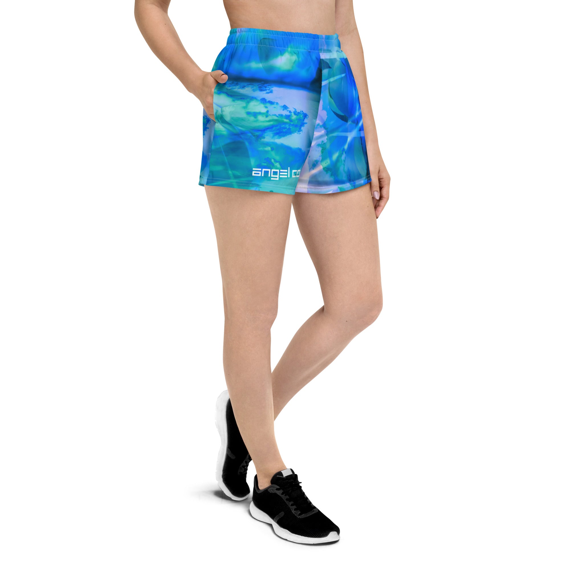 "Blue Waterflower" Recycled Athletic Shorts