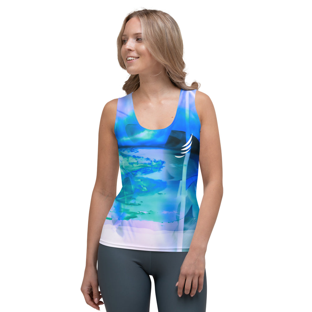 "Blue Waterflower" Sublimation Cut & Sew Tank Top