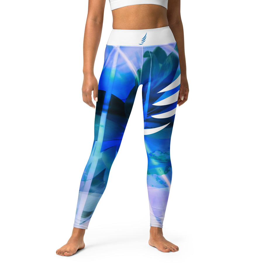 "Blue Waterflower" SoftTouch Leggings