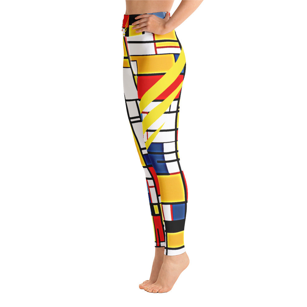 "Mondrian style green"  Yoga Leggings