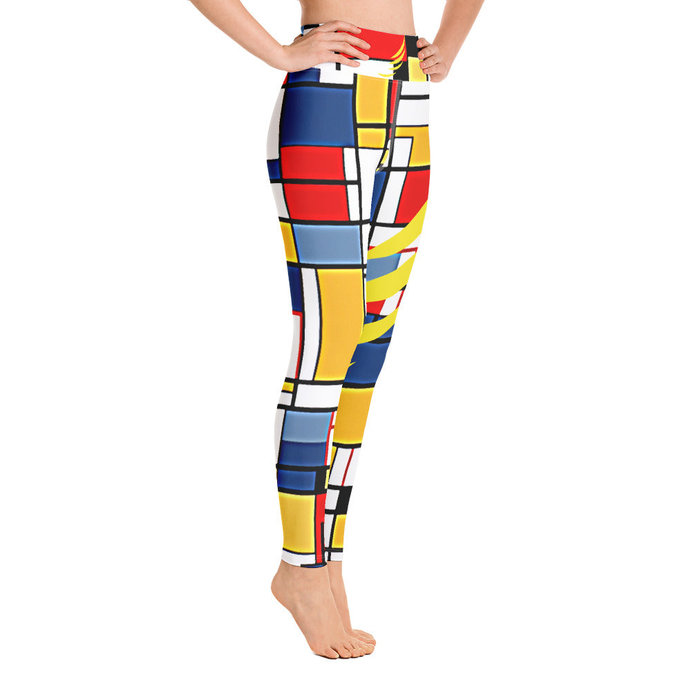 "Mondrian style green"  Yoga Leggings
