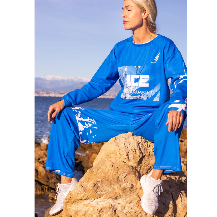 "Ice Blue" wide-leg pants