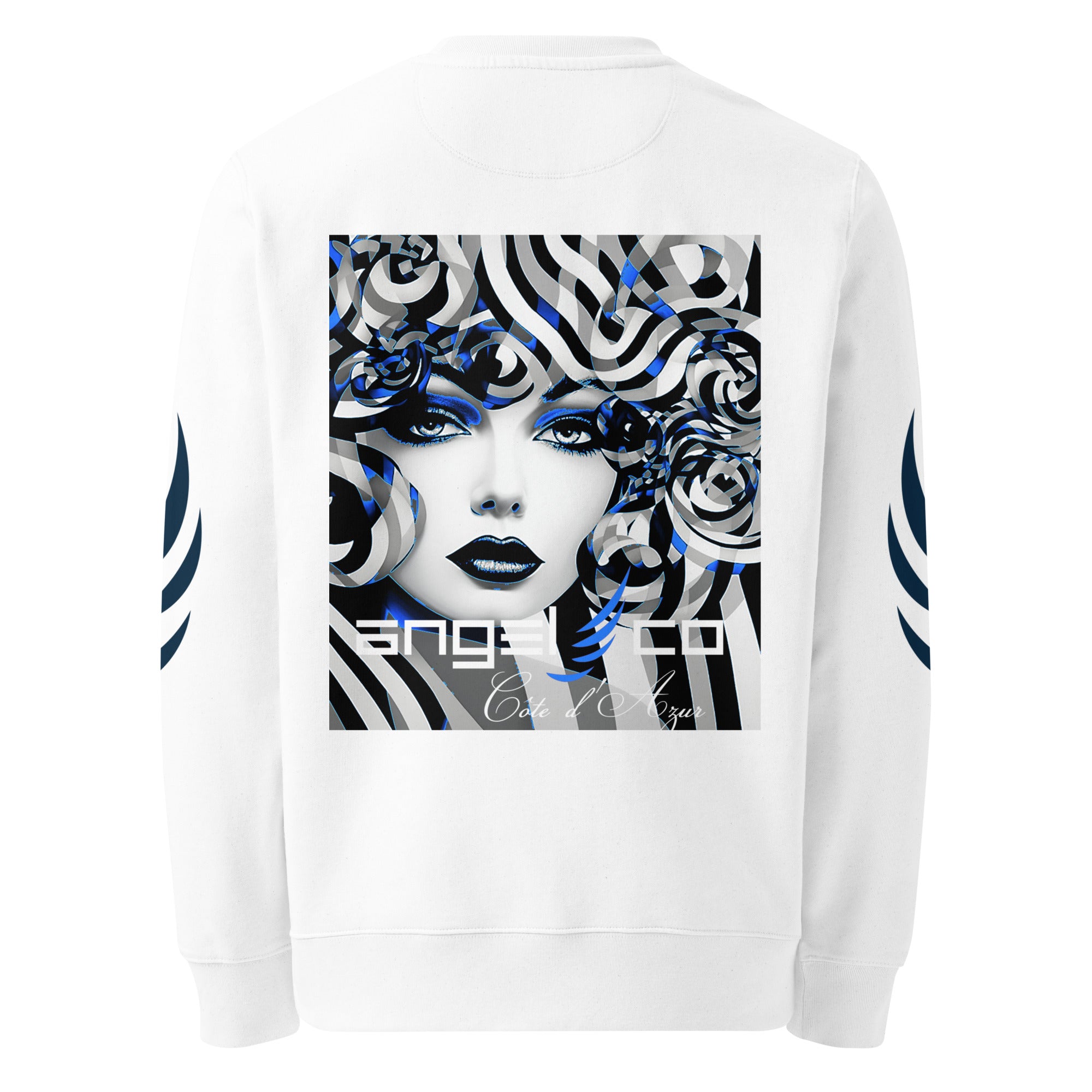 "Navy White" cotton ring-spun eco sweatshirt