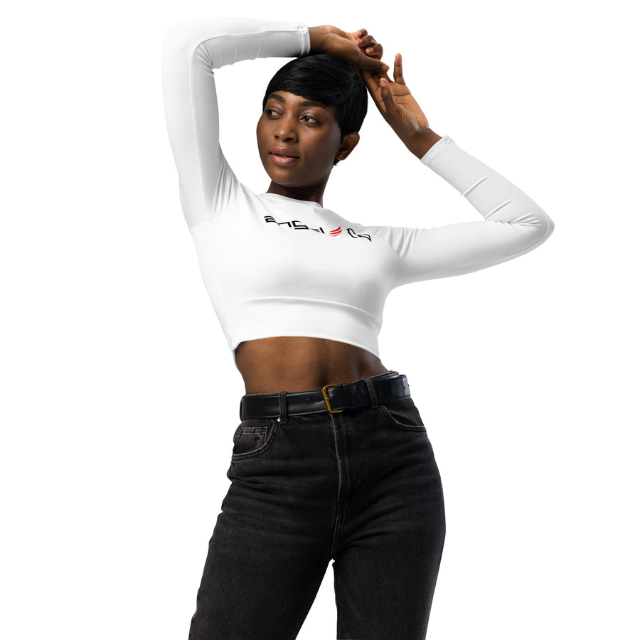 white basic AngelCo Recycled long-sleeve crop top