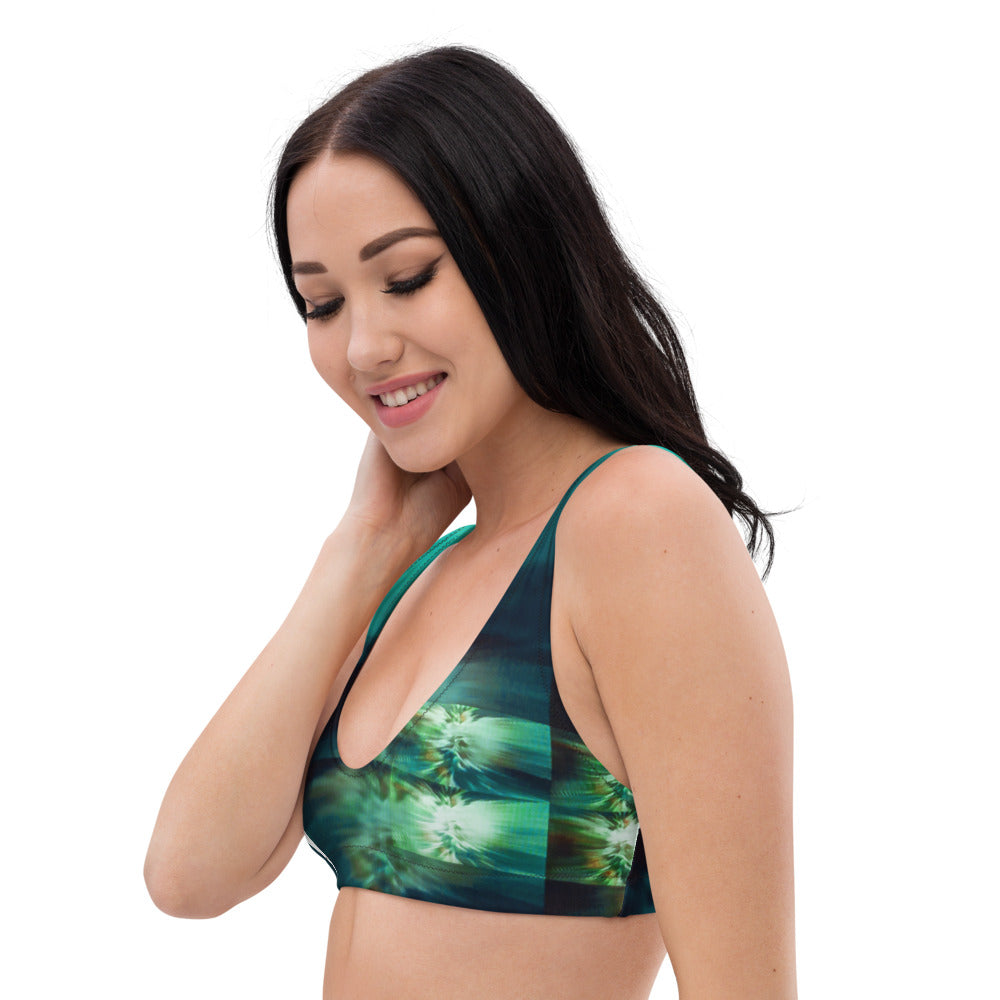 "ANGEL BLUE" recycled padded sports bra