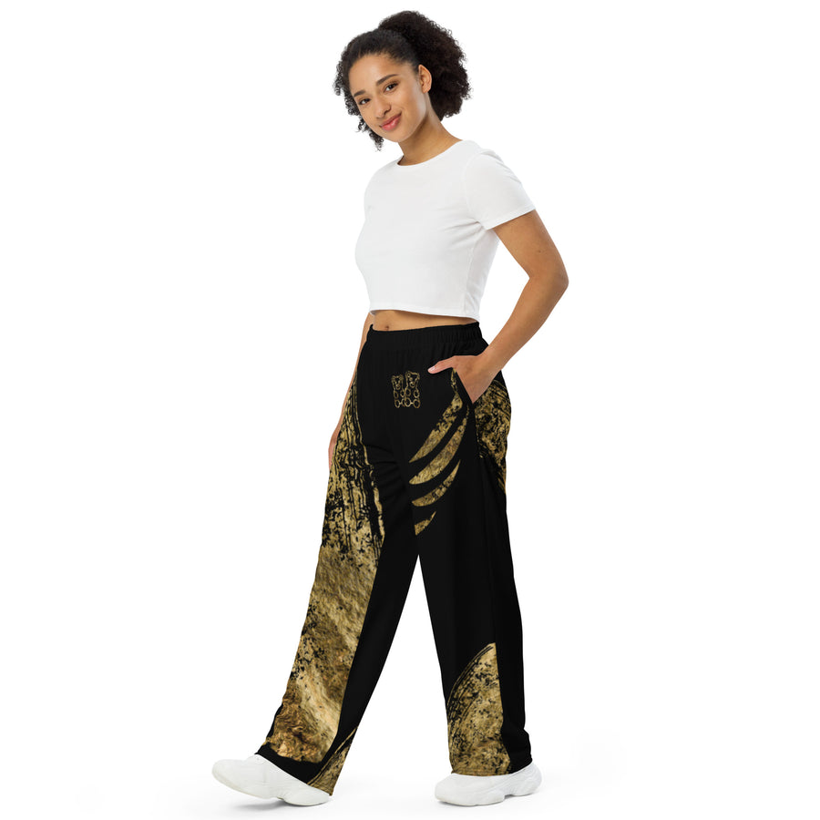 "Gold plated" wide-leg pants